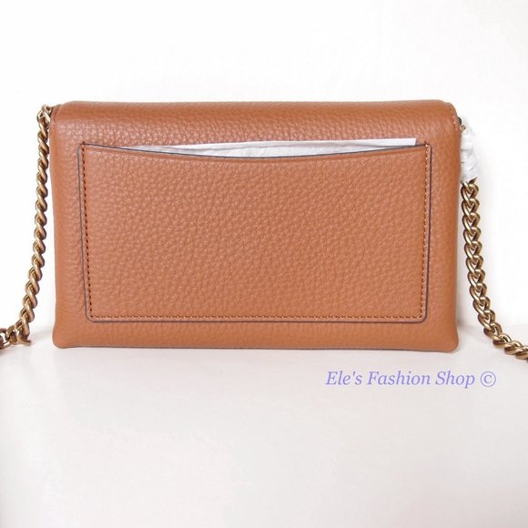 NWT Tory Burch Kira Chevron Leather Wallet On a Chain WOC Umber Brown AUTHENTIC - Picture 13 of 16